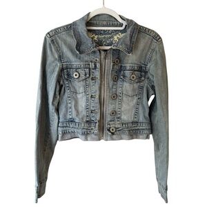 Garage Light Blue Jean Jacket Cropped Size M Denim Streetwear Casual